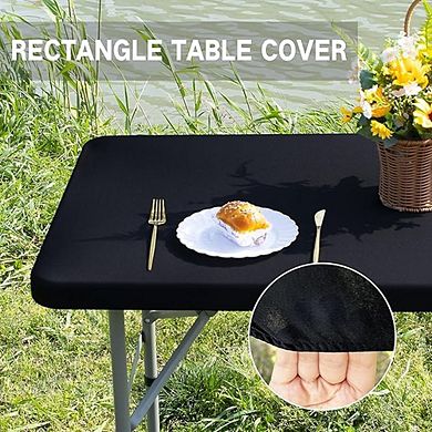 Black Fitted Spandex Tablecloth Stretch Indoor/Outdoor Cover