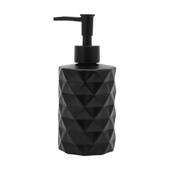 Round Bottom Diamond Pattern Soap Dispenser 13.53oz Black 1 pc