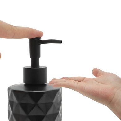 Round Bottom Diamond Pattern Soap Dispenser 13.53oz Black 1 Pc