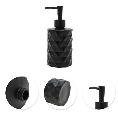 Round Bottom Diamond Pattern Soap Dispenser 13.53oz Black 1 Pc