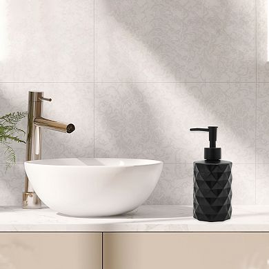Round Bottom Diamond Pattern Soap Dispenser 13.53oz Black 1 Pc
