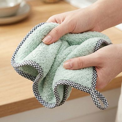 3 Pack Microfiber Super Absorbent Hand Towels with Hanging Loop, Lint-Free Reusable Cloths 10" x 10"