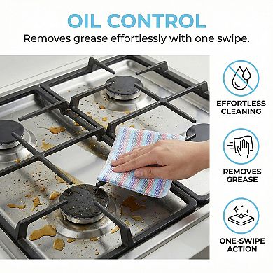 3 Pack Striped Super Absorbent Dish Cloths, Lint-Free Reusable Kitchen Towels for Cleaning 14" x 14"