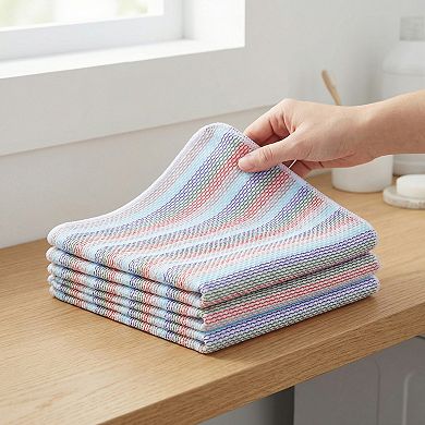 3 Pack Striped Super Absorbent Dish Cloths, Lint-Free Reusable Kitchen Towels for Cleaning 14" x 14"