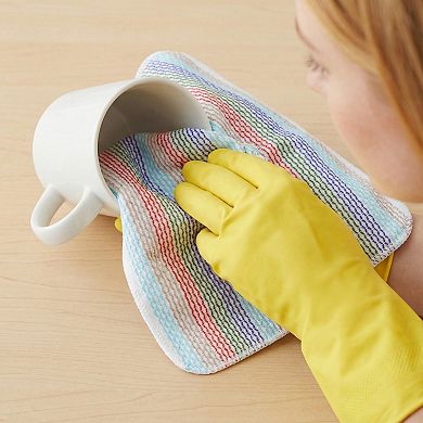 3 Pack Striped Super Absorbent Dish Cloths, Lint-Free Reusable Kitchen Towels for Cleaning 14" x 14"