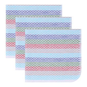 3 Pack Striped Super Absorbent Dish Cloths, Lint-Free Reusable Kitchen Towels for Cleaning 14" x 14"
