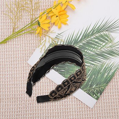Embroidered Lace Headband 5.91"x4.33" Black 1 Pc