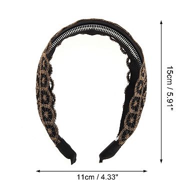 Embroidered Lace Headband 5.91"x4.33" Black 1 Pc