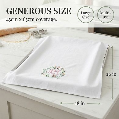 Embroidered Cotton Towels, Soft Absorbent Floral Print Reusable Towels for Kitchen 2 Pack 26" x 18"