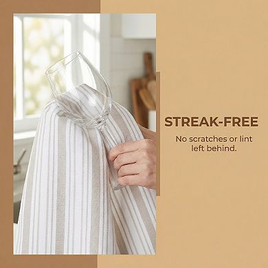 2 Pack Striped Cotton Kitchen Towels Reusable Machine Washable Hand Towels for Cooking 26" x 18"