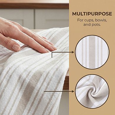 2 Pack Striped Cotton Kitchen Towels Reusable Machine Washable Hand Towels for Cooking 26" x 18"