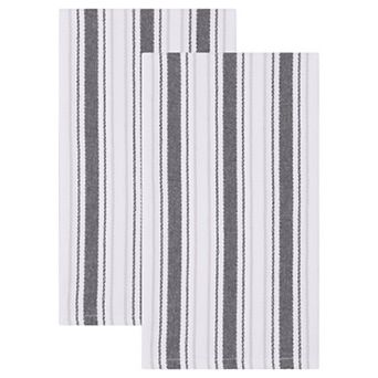2 Pack Striped Cotton Kitchen Towels Reusable Machine Washable Hand Towels for Cooking 26" x 18"