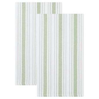 2 Pack Striped Cotton Kitchen Towels Reusable Machine Washable Hand Towels for Cooking 26" x 18"