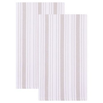 2 Pack Striped Cotton Kitchen Towels Reusable Machine Washable Hand Towels for Cooking 26" x 18"
