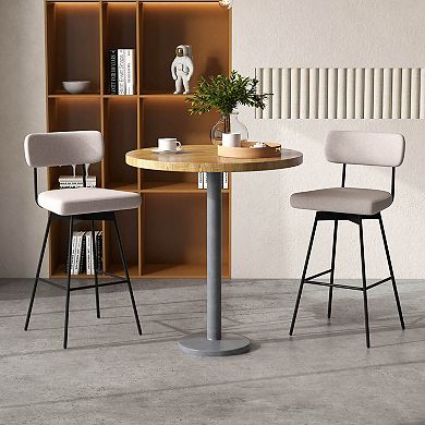 Costway 29" Upholstered Swivel Bar Stool Set of 4 with Padded Seat & Backrest Metal Frame