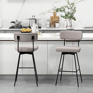 Costway 29" Upholstered Swivel Bar Stool Set of 4 with Padded Seat & Backrest Metal Frame