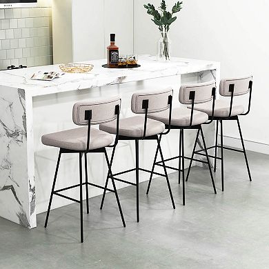 Costway 29" Upholstered Swivel Bar Stool Set of 4 with Padded Seat & Backrest Metal Frame