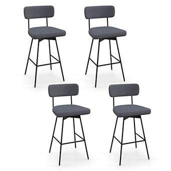 Costway 29" Upholstered Swivel Bar Stool Set of 4 with Padded Seat & Backrest Metal Frame