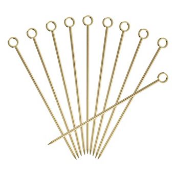 10 pc Stainless Steel Cocktail Toothpicks, 4.3 Inch Metal Cocktail Picks Fruit Sticks, Martini Picks