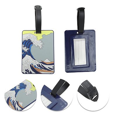 1 Pc Square Waves Luggage Tag for Travelling Bluish Grey