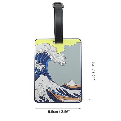 1 Pc Square Waves Luggage Tag for Travelling Bluish Grey