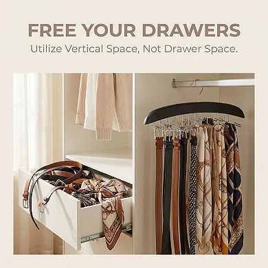 2 Pcs Hangers Wood Tank Top Hanger for Closet Organizer Space Saving Storage for Ties 15.75x5.71Inch