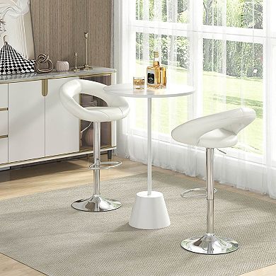 Costway Swivel Bar Stool Set of 2 Modern PU Leather Pub Stools with Hollow Back & Footrest