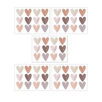 Heart Shape Wall Stickers for Bedroom Decoration Child's Room Baby Nursery Room 5Sheets 11.8x8.9inch
