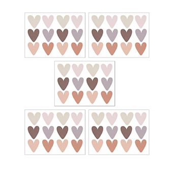 Heart Shape Wall Stickers for Bedroom Decoration Child's Room Baby Nursery Room 5Sheets 11.8x8.9inch