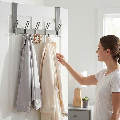 1 Pack Coat Rack Door Mount, Coat Hook, Hat Rack, Door Hooks for Hanging with 6 Hooks