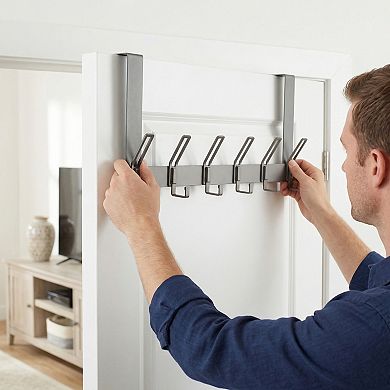 1 Pack Coat Rack Door Mount, Coat Hook, Hat Rack, Door Hooks for Hanging with 6 Hooks