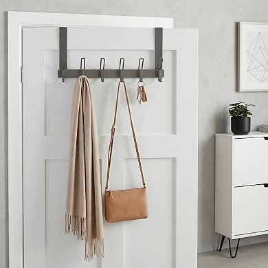 1 Pack Coat Rack Door Mount, Coat Hook, Hat Rack, Door Hooks for Hanging with 6 Hooks