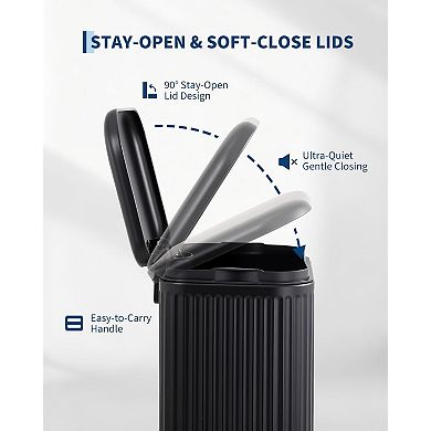 Stainless Steel Foot-Operated Kitchen Trash Can, with Removable Inner Bin and Soft-Close Lid
