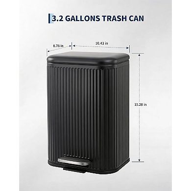 Stainless Steel Foot-Operated Kitchen Trash Can, with Removable Inner Bin and Soft-Close Lid