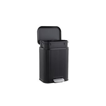 Stainless Steel Foot-Operated Kitchen Trash Can, with Removable Inner Bin and Soft-Close Lid