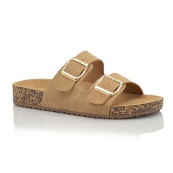 Buckle Two-Strap Cork Footbed Sandals