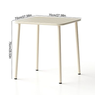 WOW PIONEER Waterproof Square Outdoor Metal Dining Table for Garden and Balcony Use