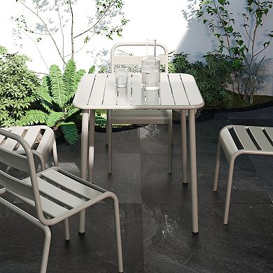 WOW PIONEER Waterproof Square Outdoor Metal Dining Table for Garden and Balcony Use
