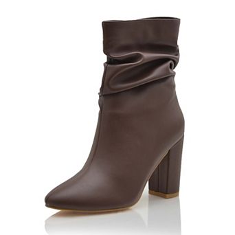 Slouchy Ankle Block Heel Boots