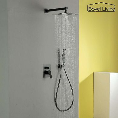 1-Spray Patterns with 2.5 GPM 10 in. Wall Mount Dual Shower Heads with Pressure Balance Valve