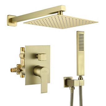 1-Spray Patterns with 2.5 GPM 10 in Wall Mount Dual Shower Heads with Pressure Balance Valve
