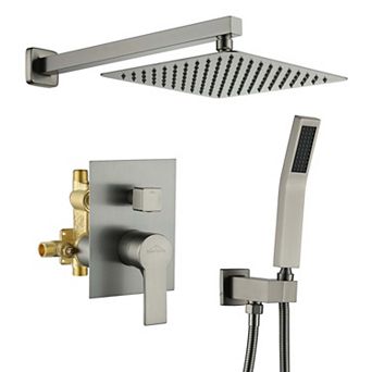 1-Spray Patterns with 2.5 GPM 10 in Wall Mount Dual Shower Heads with Pressure Balance Valve