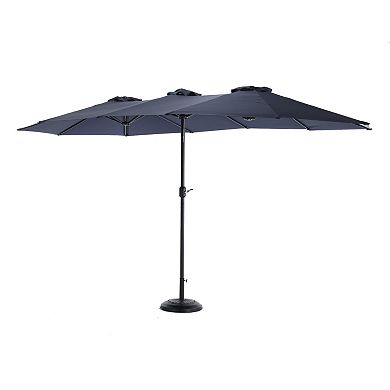 WOW PIONEER Large Rectangular Double Sided Outdoor Patio Umbrella with Crank Handle