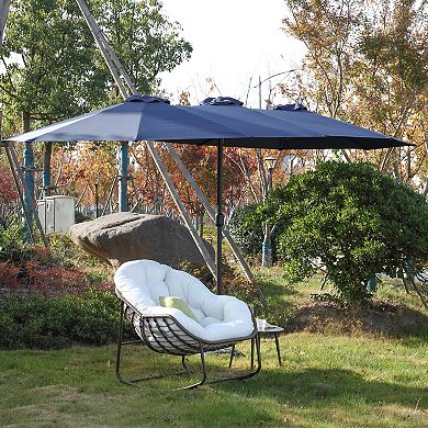 WOW PIONEER Large Rectangular Double Sided Outdoor Patio Umbrella with Crank Handle