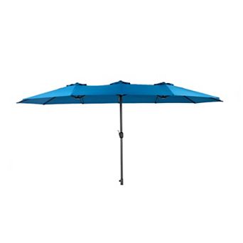 WOW PIONEER Large Rectangular Double Sided Outdoor Patio Umbrella with Crank Handle
