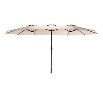 WOW PIONEER Large Rectangular Double Sided Outdoor Patio Umbrella with Crank Handle