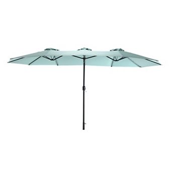 WOW PIONEER Large Rectangular Double Sided Outdoor Patio Umbrella with Crank Handle