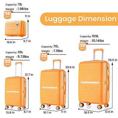 WOW PIONEER 4-Piece Lightweight Expandable Hardshell Luggage Set with Spinner Wheels