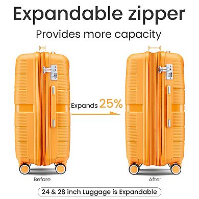 WOW PIONEER 4-Piece Lightweight Expandable Hardshell Luggage Set with Spinner Wheels
