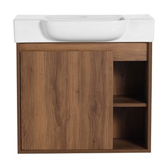 ELEMENT ACE Wall-Mounted Bathroom Vanity with Ceramic Sink and Soft-Close Door